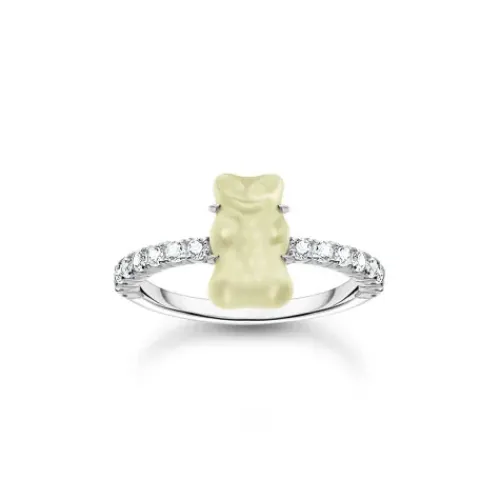 Thomas Sabo Ringe-Ring mit weissem Mini-Goldbären und Steinen Silber - TR2459-052-14