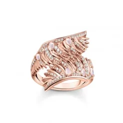 Thomas Sabo Ringe-Ring Phönix Flügel mit Rosa Steinen Roségold - TR2409-323-9