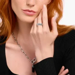 Thomas Sabo Ringe-Ring Rautenmuster mit schwarzen Steinen Silber geschwärzt - TR2453-643-11