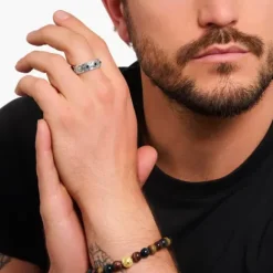 Thomas Sabo Ringe-Ring Rautenmuster mit schwarzen Steinen Silber geschwärzt - TR2453-643-11