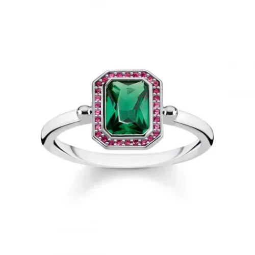 Thomas Sabo Ringe-Ring Red & Green Stones Silver - TR2264-348-7