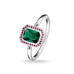 Thomas Sabo Ringe-Ring Red & Green Stones Silver - TR2264-348-7