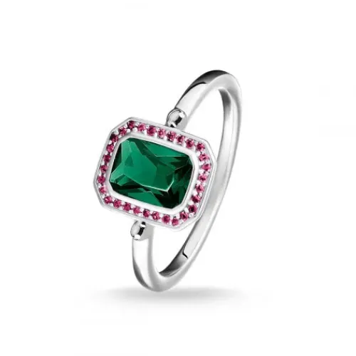Thomas Sabo Ringe-Ring Red & Green Stones Silver - TR2264-348-7