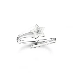 Thomas Sabo Ringe-Ring Stern mit weissen Steinen und weisser Kaltemaille Silber - TR2443-041-14