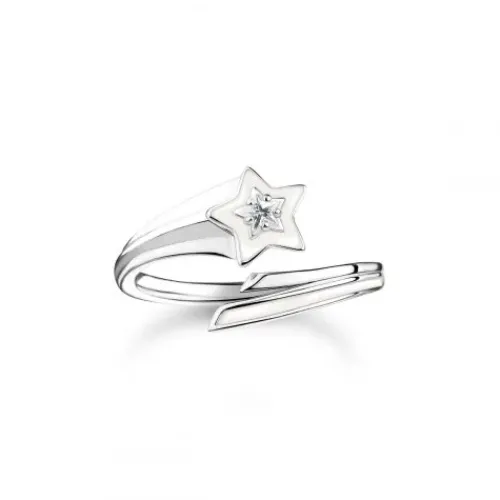 Thomas Sabo Ringe-Ring Stern mit weissen Steinen und weisser Kaltemaille Silber - TR2443-041-14
