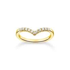 Thomas Sabo Ringe-Ring V Form mit Weissen Steinen Gold - TR2394-414-14