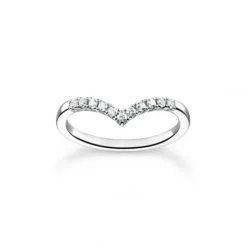 Thomas Sabo Ringe-Ring V Form mit Weissen Steinen Silber - TR2394-051-14