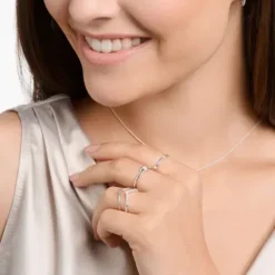 Thomas Sabo Ringe-Ring V Form mit Weissen Steinen Silber - TR2394-051-14