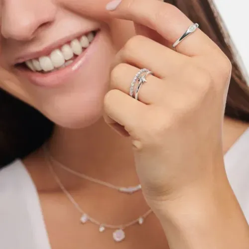 Thomas Sabo Ringe-Rosa und Weisse Steine Ring - TR2343-166-7