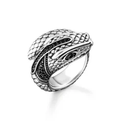 Thomas Sabo Ringe-Schlangenring mit schwarzen Steinen Silber - TR1964-643-11