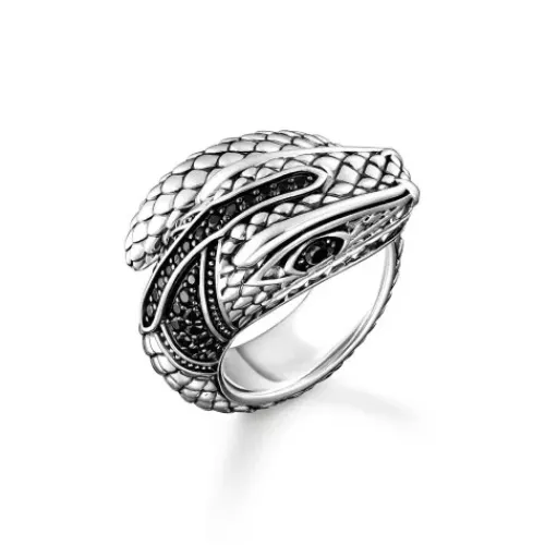 Thomas Sabo Ringe-Schlangenring mit schwarzen Steinen Silber - TR1964-643-11