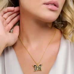 Thomas Sabo (Kette mit) Kreuz-Schmetterling der Nacht Anhänger - PE929-963-7