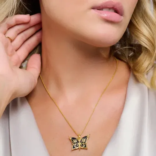 Thomas Sabo (Kette mit) Kreuz-Schmetterling der Nacht Anhänger - PE929-963-7