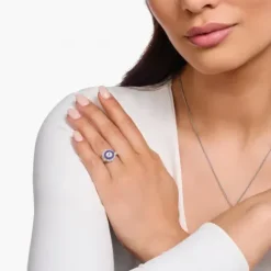 Thomas Sabo Ringe-Siegelring Auge mit Kaltemaille und bunten Steinen Silber geschwärzt - TR2438-390-13