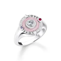 Thomas Sabo (Kette mit) Herz-Siegelring mit Herz und Steinen Silber - TR2447-390-9