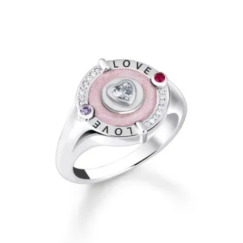 Thomas Sabo (Kette mit) Herz-Siegelring mit Herz und Steinen Silber - TR2447-390-9