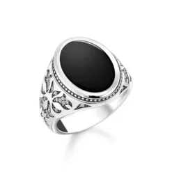 Thomas Sabo Ringe-Siegelring mit schwarzem Onyx Silber geschwärzt - TR2454-641-11
