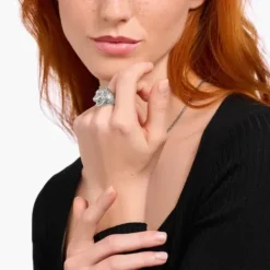 Thomas Sabo Ringe-Siegelring Wolf mit Steinen Silber geschwärzt - TR2452-643-21