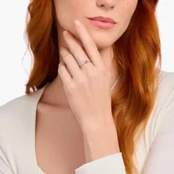 Thomas Sabo (Kette mit) Herz-Solitärring mit rotem Stein in Herzschliff Silber - TR2448-640-10