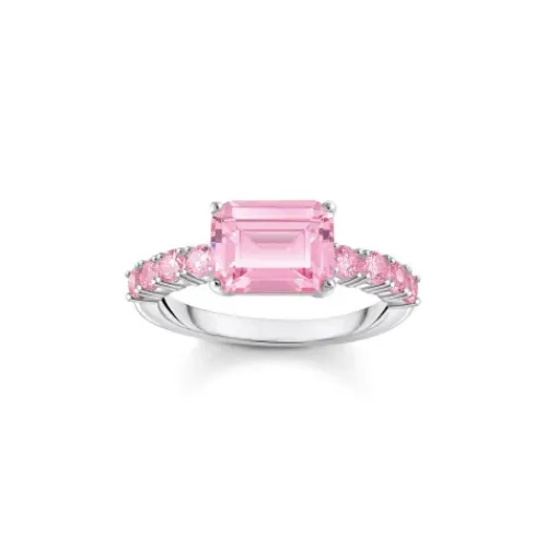Thomas Sabo Ringe-Solitärring mit pinkfarbenen Steinen Silber - TR2451-051-9