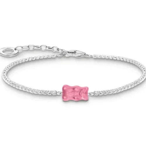 Thomas Sabo Armbänder-Tennisarmband mit pinkfarbenem Goldbären und Steinen Silber - A2187-052-9-L19V